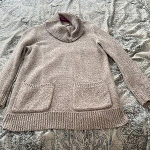 LOFT Heathered Gray Cowl Neck Sweater